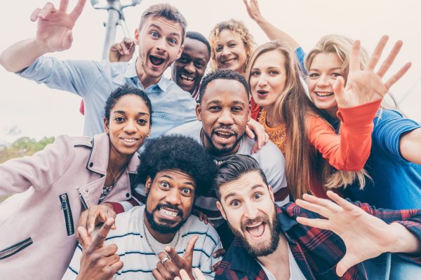 Friends having fun and spending time together, diversity group